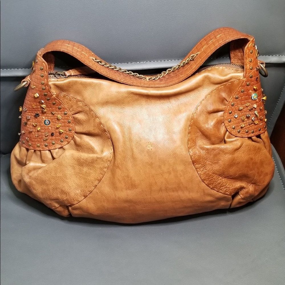 ‎Rare Henry Beguelin Cognac Beaded Handbag